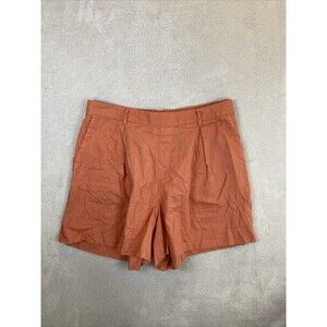 Ava & Viv Linen Blend Shorts Women's 0X Salmon Pink Pleated Front Pockets pullon